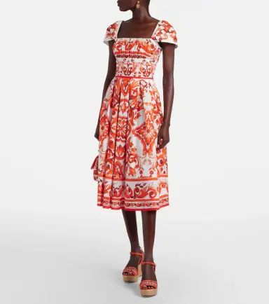 Dolce & Gabbana Majolica printed cotton poplin midi dress | Thumbnail 4 Dolce & Gabbana Majolica printed cotton poplin midi dress | Thumbnail 4