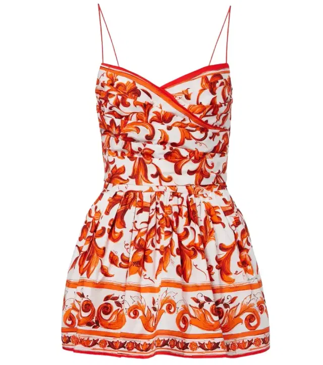 Majolica printed cotton poplin minidress