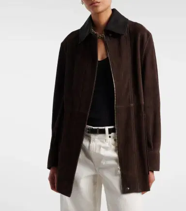 Nour Hammour Grange leather-trimmed suede jacket | Thumbnail 2 Nour Hammour Grange leather-trimmed suede jacket | Thumbnail 2