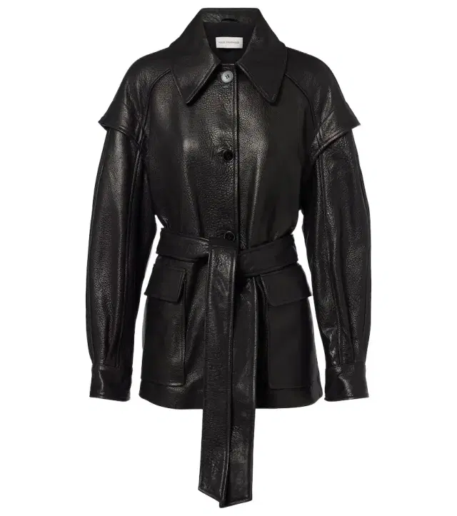 Nour Hammour Perrin belted leather jacket