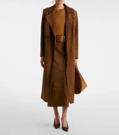 Nour Hammour Winona belted suede wrap coat | Thumbnail 2 Nour Hammour Winona belted suede wrap coat | Thumbnail 2