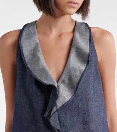 Dorothee Schumacher Fluid Denim ruffled crop top | Thumbnail 2