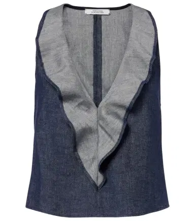 Dorothee Schumacher Fluid Denim ruffled crop top | Thumbnail 1
