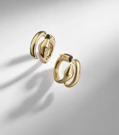 Ileana Makri Spiral Cobra 18kt gold earrings with emeralds | Thumbnail 5