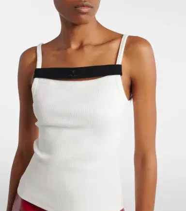 Courrèges Courrèges Ribbed-knit cotton tank top | Thumbnail 4