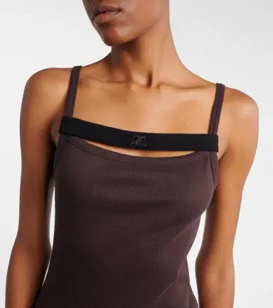 Courrèges Courrèges Ribbed-knit cotton tank top | Thumbnail 4