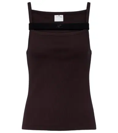 Courrèges Courrèges Ribbed-knit cotton tank top | Thumbnail 1