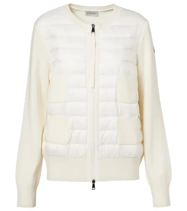 Tricot down-paneled virgin wool cardigan