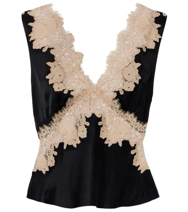 Emmie lace-trimmed satin top