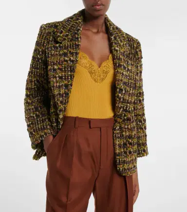 Saint Laurent Lace-trimmed ribbed-knit silk top | Thumbnail 3