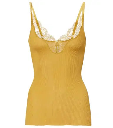 Saint Laurent Lace-trimmed ribbed-knit silk top | Thumbnail 1