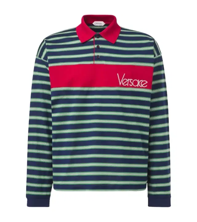 Striped cotton jersey polo shirt