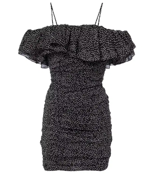 Davilia draped polka-dot cotton minidress
