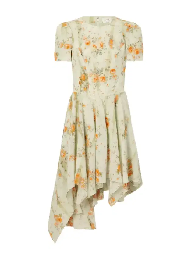 Asymmetric Floral-print Silk-crepe De Chine Mini Dress
