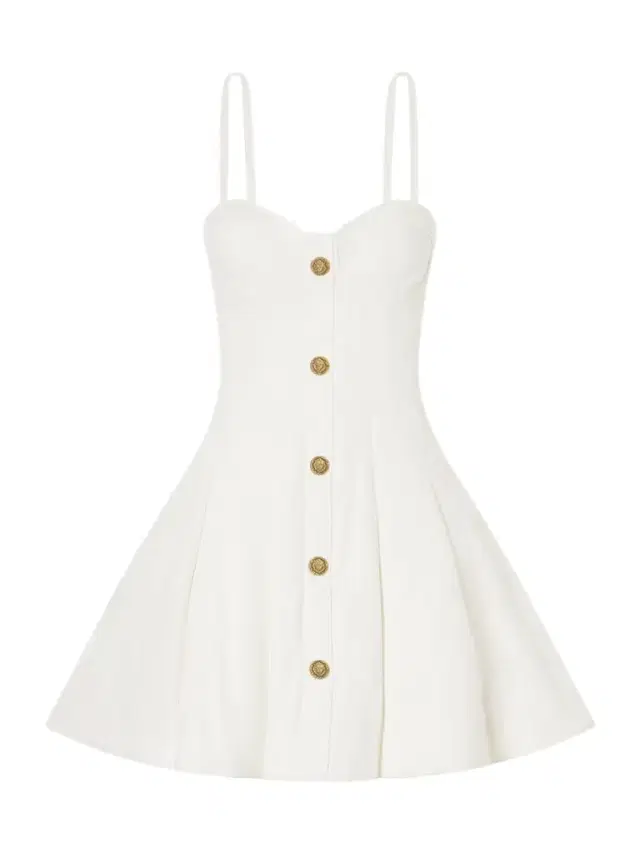 Balmain Quilted Denim Bustier Mini Dress