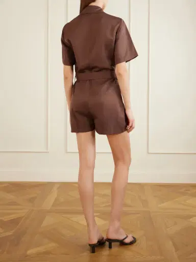 Giuliva Heritage Sienna Belted Silk And Linen-blend Playsuit | Thumbnail 3 Giuliva Heritage Sienna Belted Silk And Linen-blend Playsuit | Thumbnail 3