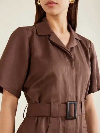 Giuliva Heritage Sienna Belted Silk And Linen-blend Playsuit | Thumbnail 4 Giuliva Heritage Sienna Belted Silk And Linen-blend Playsuit | Thumbnail 4