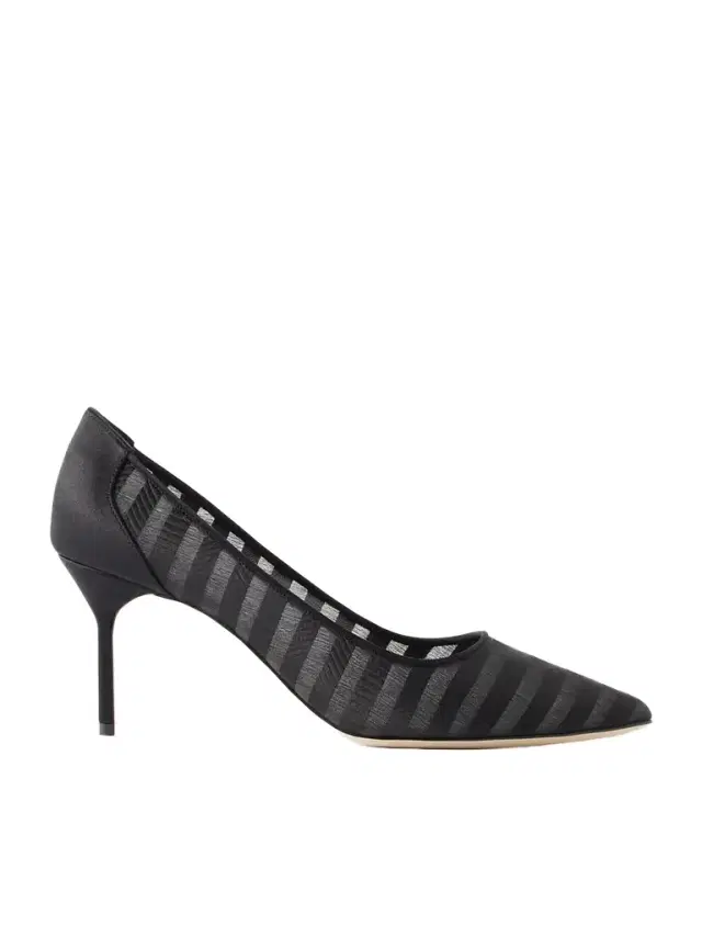 Manolo Blahnik Bb 70 Striped Mesh Pumps