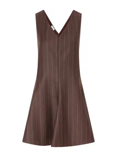 Brunello Cucinelli Striped Wool Woven Mini Dress | Thumbnail 1 Brunello Cucinelli Striped Wool Woven Mini Dress | Thumbnail 1