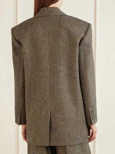 Saint Laurent Herringbone Wool And Silk-blend Blazer | Thumbnail 3 Saint Laurent Herringbone Wool And Silk-blend Blazer | Thumbnail 3