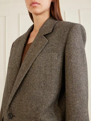 Saint Laurent Herringbone Wool And Silk-blend Blazer | Thumbnail 5 Saint Laurent Herringbone Wool And Silk-blend Blazer | Thumbnail 5