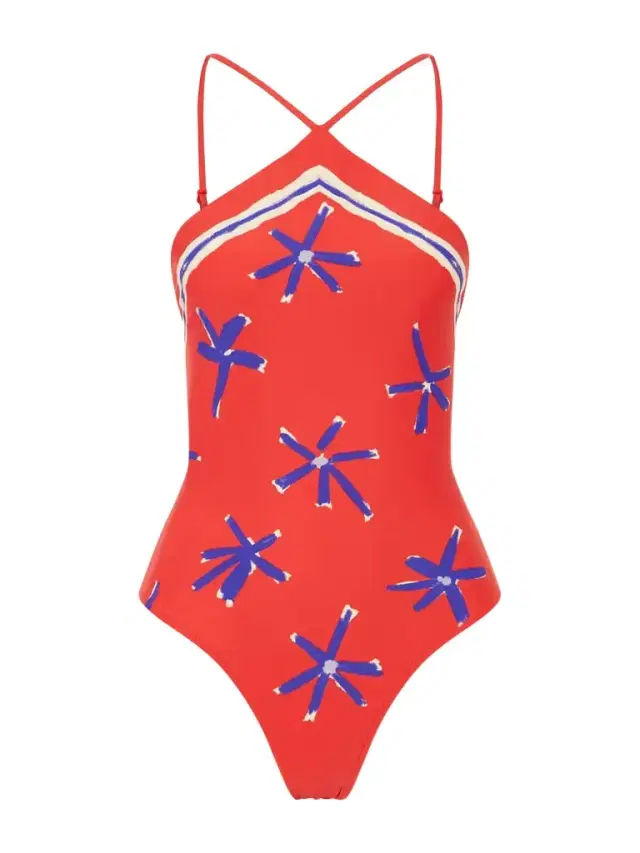 Staud Cadence Printed Halterneck One-piece
