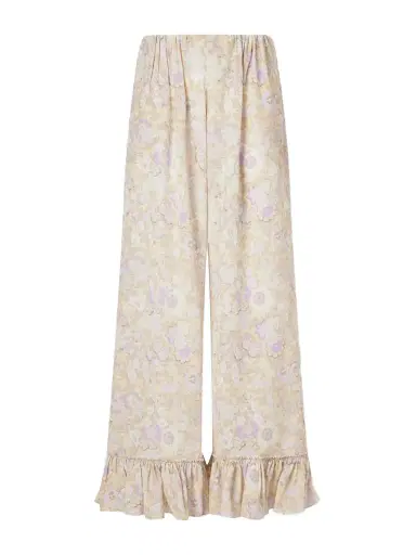 Chloé Ruffled Floral-print Silk-charmeuse Wide-leg Pants | Thumbnail 1 Chloé Ruffled Floral-print Silk-charmeuse Wide-leg Pants | Thumbnail 1