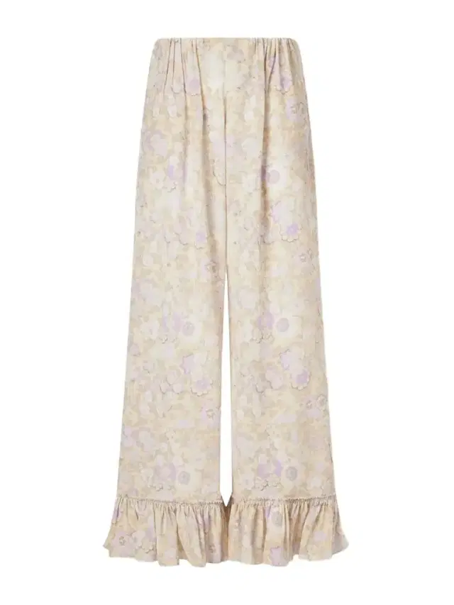 Chloé Ruffled Floral-print Silk-charmeuse Wide-leg Pants