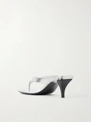 Gucci Vittoria Logo-embellished Metallic Leather Thong Sandals | Thumbnail 3