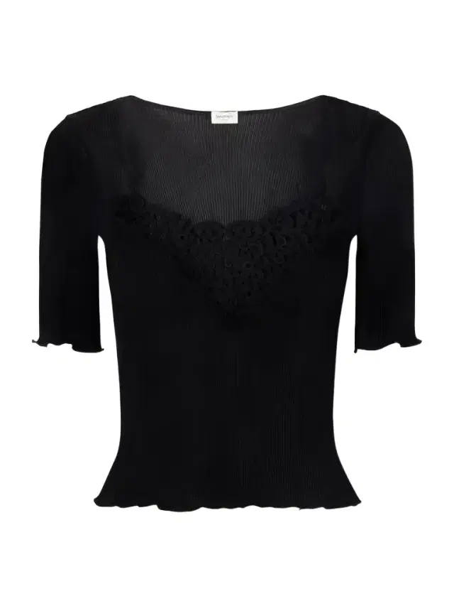 Guipure Lace-trimmed Ribbed-silk T-shirt