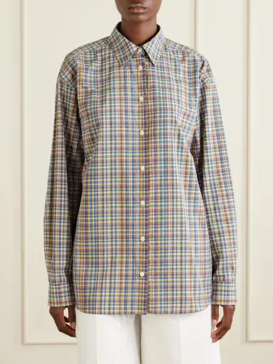 TOTEME Checked Cotton Shirt | Thumbnail 3