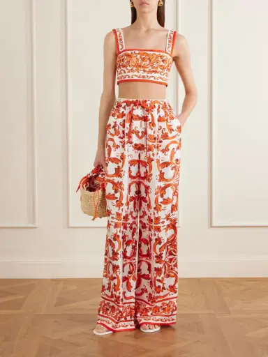 Dolce & Gabbana Printed Silk-twill Wide-leg Pants | Thumbnail 2 Dolce & Gabbana Printed Silk-twill Wide-leg Pants | Thumbnail 2