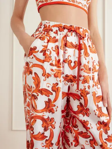 Dolce & Gabbana Printed Silk-twill Wide-leg Pants | Thumbnail 4 Dolce & Gabbana Printed Silk-twill Wide-leg Pants | Thumbnail 4