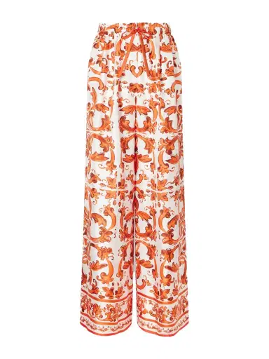Dolce & Gabbana Printed Silk-twill Wide-leg Pants | Thumbnail 1 Dolce & Gabbana Printed Silk-twill Wide-leg Pants | Thumbnail 1