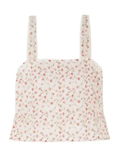 Posse Charlotte Lace-trimmed Floral-print Cotton Top | Thumbnail 1 Posse Charlotte Lace-trimmed Floral-print Cotton Top | Thumbnail 1
