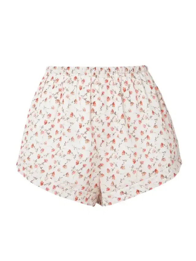 Posse Charlotte Lace-trimmed Floral-print Cotton Shorts