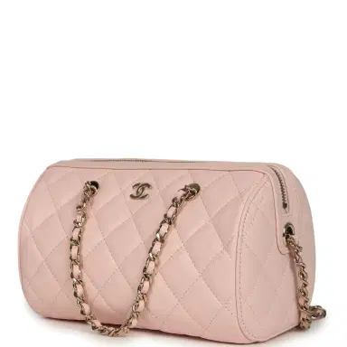 Chanel Chanel Mini Timeless Classic Barrel Bag with Chain Light Pink Shiny Caviar Light Gold Hardware | Thumbnail 5 Chanel Chanel Mini Timeless Classic Barrel Bag with Chain Light Pink Shiny Caviar Light Gold Hardware | Thumbnail 5