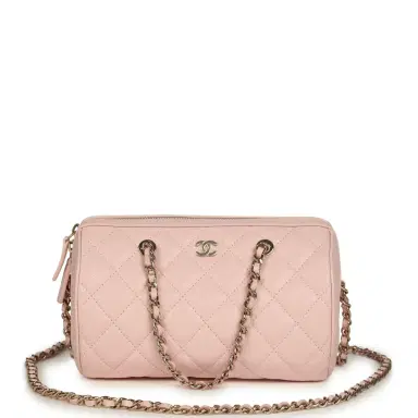 Chanel Chanel Mini Timeless Classic Barrel Bag with Chain Light Pink Shiny Caviar Light Gold Hardware | Thumbnail 1 Chanel Chanel Mini Timeless Classic Barrel Bag with Chain Light Pink Shiny Caviar Light Gold Hardware | Thumbnail 1
