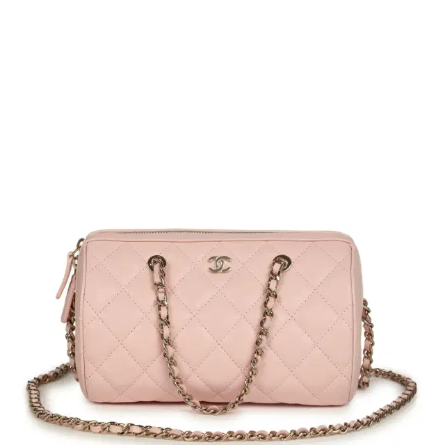 Chanel Chanel Mini Timeless Classic Barrel Bag with Chain Light Pink Shiny Caviar Light Gold Hardware