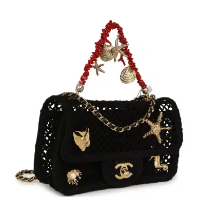Chanel Chanel Small Coco Beach Macrame Charms Flap Bag Black Mesh Gold Hardware | Thumbnail 2