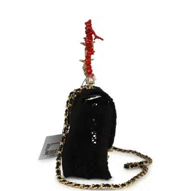 Chanel Chanel Small Coco Beach Macrame Charms Flap Bag Black Mesh Gold Hardware | Thumbnail 3