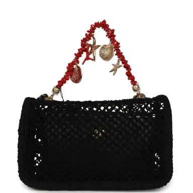 Chanel Chanel Small Coco Beach Macrame Charms Flap Bag Black Mesh Gold Hardware | Thumbnail 4