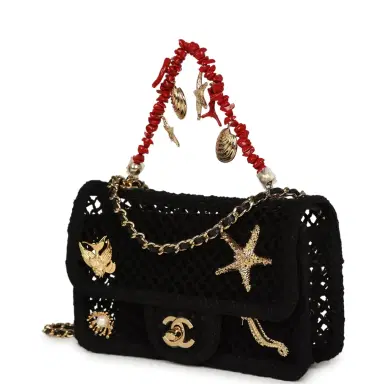 Chanel Chanel Small Coco Beach Macrame Charms Flap Bag Black Mesh Gold Hardware | Thumbnail 5