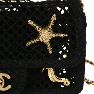 Chanel Chanel Small Coco Beach Macrame Charms Flap Bag Black Mesh Gold Hardware | Thumbnail 7