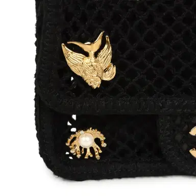 Chanel Chanel Small Coco Beach Macrame Charms Flap Bag Black Mesh Gold Hardware | Thumbnail 8