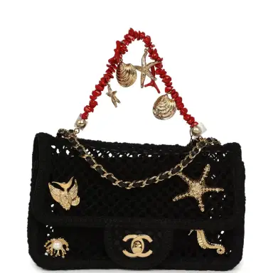 Chanel Chanel Small Coco Beach Macrame Charms Flap Bag Black Mesh Gold Hardware | Thumbnail 1