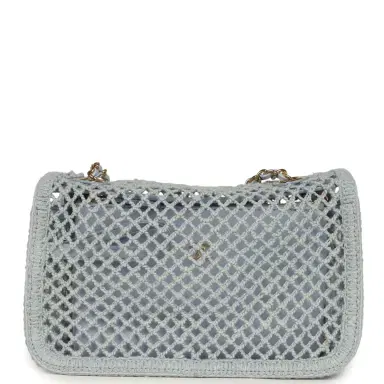 Chanel Chanel Small Coco Beach Macrame Flap Bag Light Blue Mesh Gold Hardware | Thumbnail 4