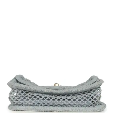 Chanel Chanel Small Coco Beach Macrame Flap Bag Light Blue Mesh Gold Hardware | Thumbnail 6