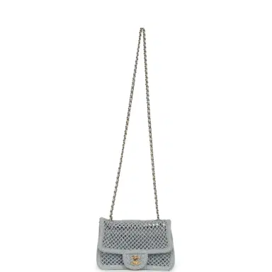 Chanel Chanel Small Coco Beach Macrame Flap Bag Light Blue Mesh Gold Hardware | Thumbnail 7