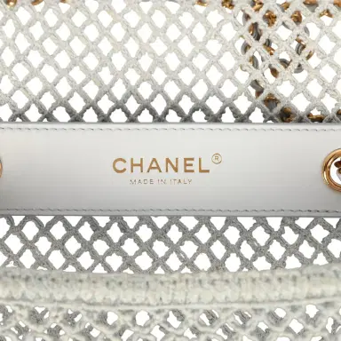 Chanel Chanel Small Coco Beach Macrame Flap Bag Light Blue Mesh Gold Hardware | Thumbnail 9